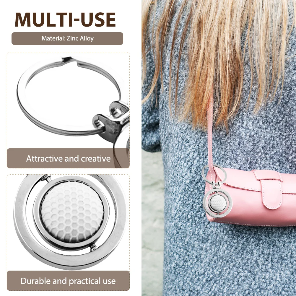 2 قطعة كرة جولف سلاسل المفاتيح سبائك الزنك محاكاة كرات رياضية دوارة حلقة رئيسية قلادة الزخرفية لحقيبة الظهر حلية