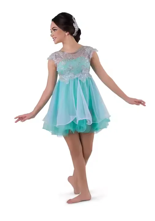 الفتيات السيدات فستان رقص غنائي ملابس رقص فستان رقص معاصر عرض الأداء ارتداء المرحلة ارتداء الحديثة #4