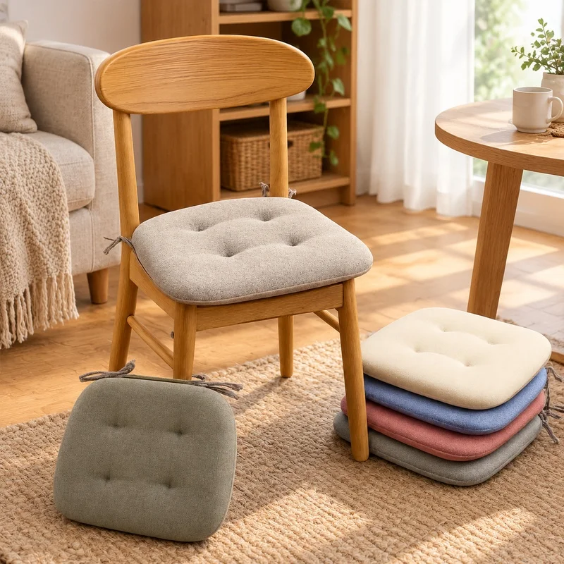 Thick Summer Cushion Made of Cotton Linen, Breathable Seat Pad for Dining and Study Horseshoe Chairs
