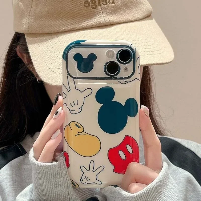 Disney Mickey Mouse Case for IPhone 14 13 12 11 Pro Max Plus Cartoon Phone Shell Shockproof Soft Cover Full Cute Protective Case