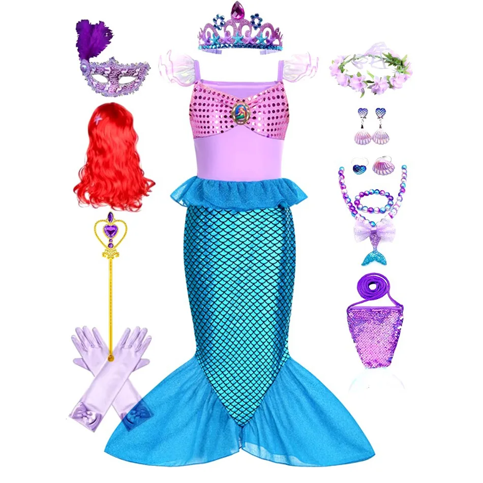 Mermaid Costume for Girl Princess Charm Dress Cosplay Costumes For Kids Girl Birthday Party Dress Halloween Clothing