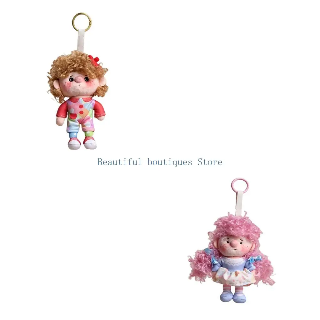 U4LF Plush Holder Charm with Doll Styling, Fabric Hanging Loop and Metal Ring for Handbags, Keys and Everyday Carry