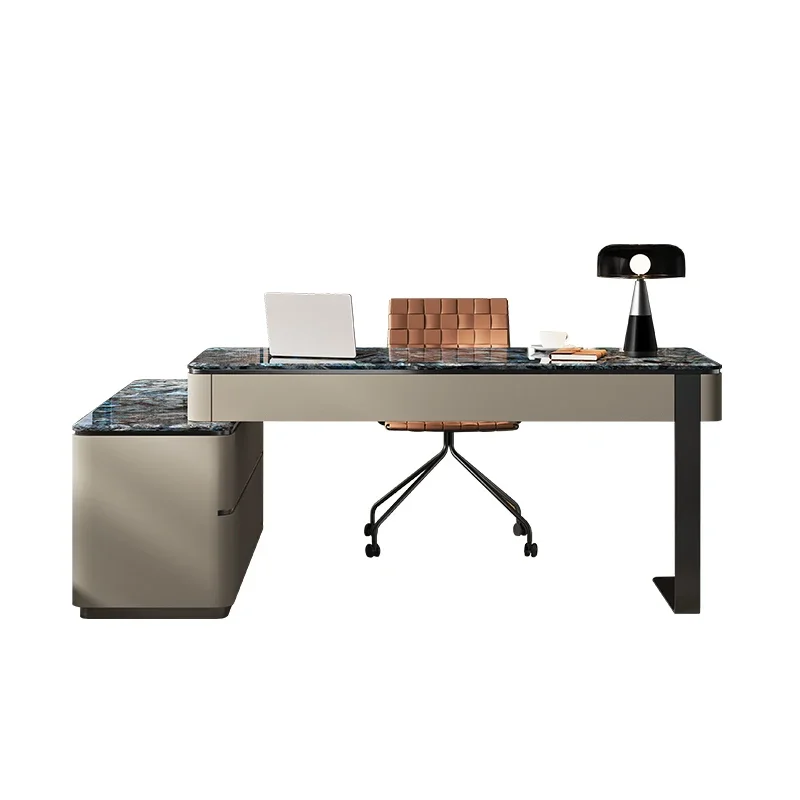 

ls 42Italian minimalist marble desk light luxury modern simple home high-end solid wood desk