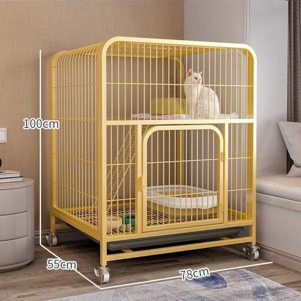 Iron Mesh Cat Cage Modern Indoor Duplex Luxury Creative Pet Villa Cat Cage Pet Supplies Stainless Steel Large Space Dog House