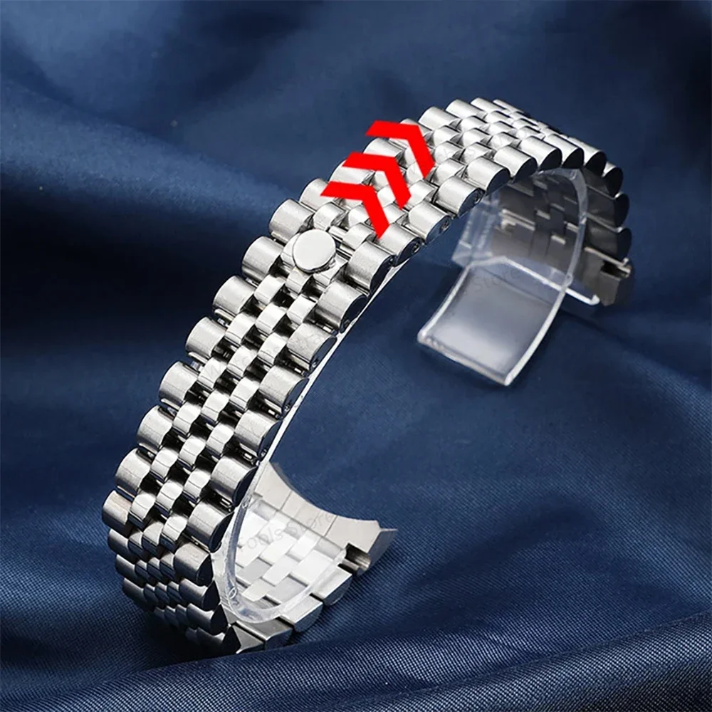 Stainless Steel Watchband Solid Arc Strap forJubilee Bracelet 13mm 17mm 20mm 21mm Luxury Watch Strap Men Women Wristbands