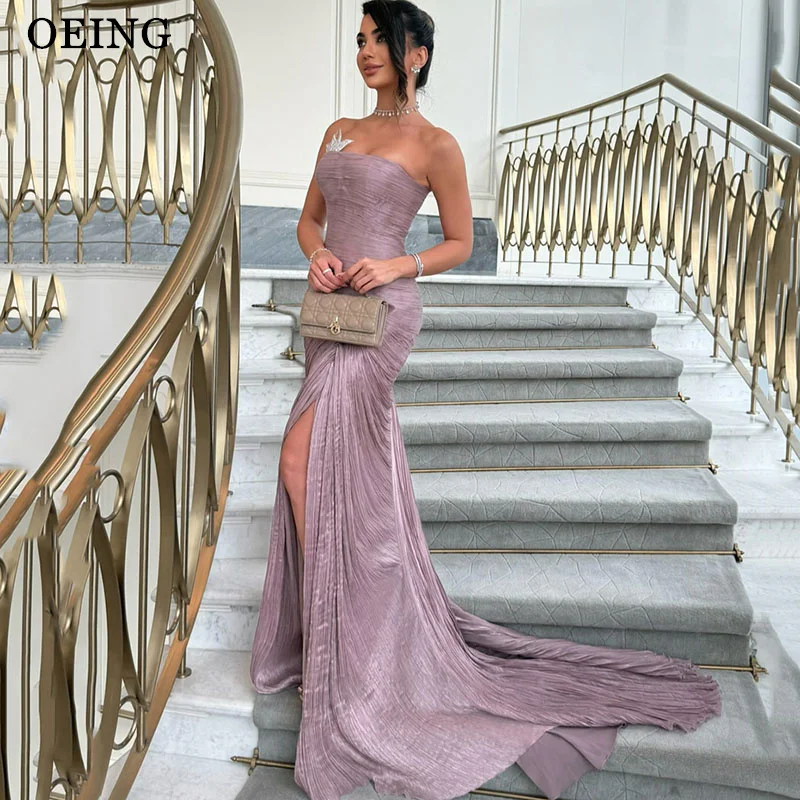 

BOEING Элегантное платье русалки для выпускного вечера без бретелек со складками по бокам Вечерние платья со шлейфом 2025 فساتين سهرة по индивидуальному заказу