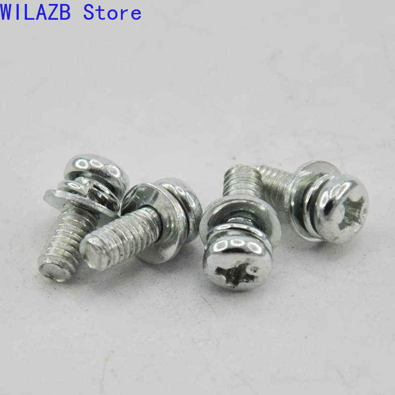 GB9074.8 Zinc Plated Cross Recessed Pan Head Screw with Washer M2 M2.5 M3 M4 M5 M6 M8 Spring Washers Screws Bolts