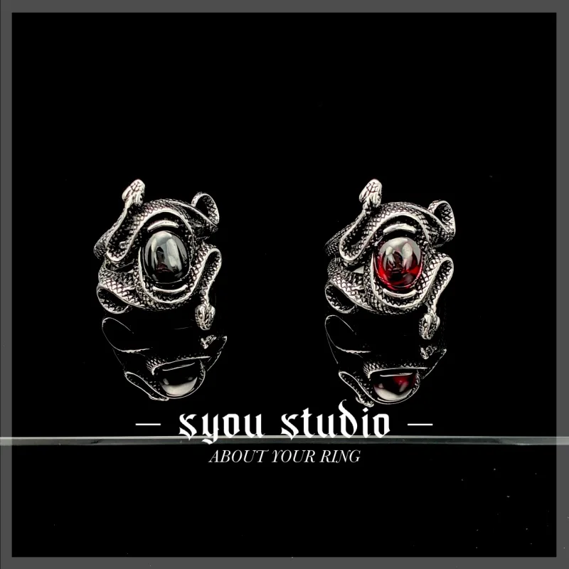 

Twisted Snake Zirconia Stainless Steel Ring Men Gift Vintage Classic Unisex Girl Stone Jewelry Punk Style Accessories Wholesale