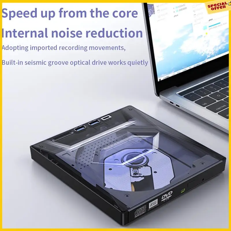 A25P Externe DVD CD-schrijver Brander CD- en dvd-speler Type C/USB3.0 Externe DVD CD-drive voor pc Laptop Windows 11/10/8/7