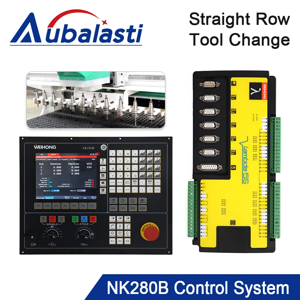 Aubalasti CNC Controller NK280B 4-axis Linkage Integrated Control Card for Support ATC Straight Row Tool Change