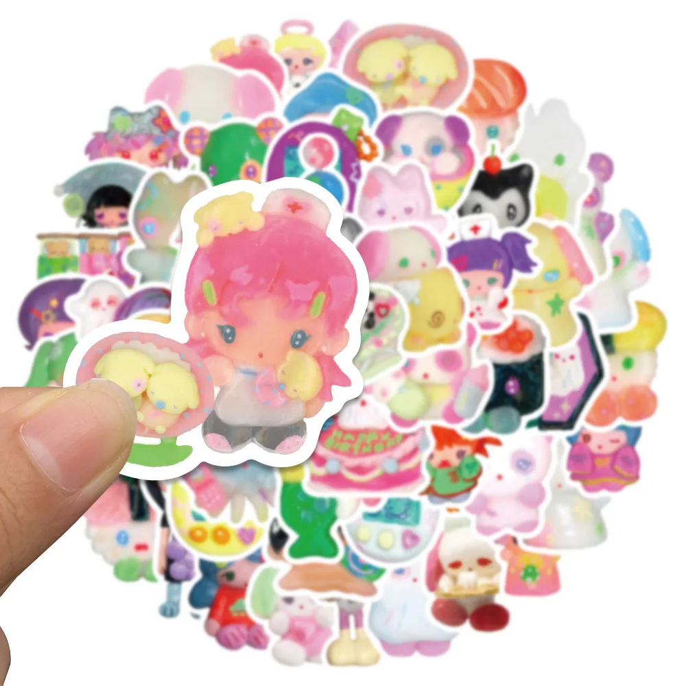 56Pcs/Set 3D Crystal Clay Girl Cute Stickers Skateboard Notebook Fridge Phone Guitar Luggage Decal Sticker Kids Toy