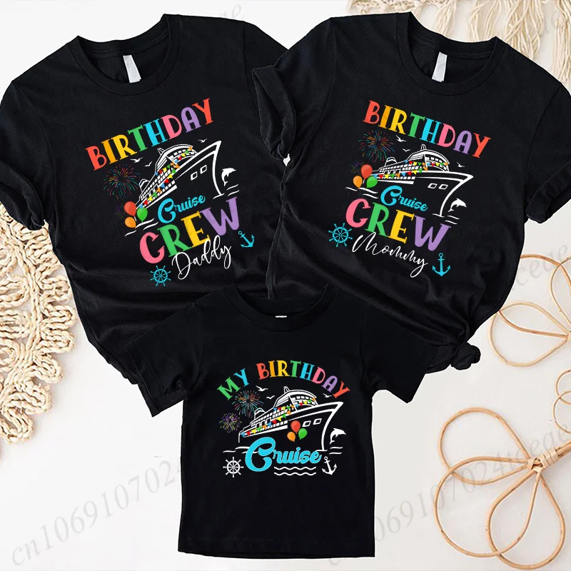 Birthday Cruise Crew Shirt for Men Women Cruising Family Matching Birthday Party T-shirt Adults Kids Clothing Short Sleeve Tees