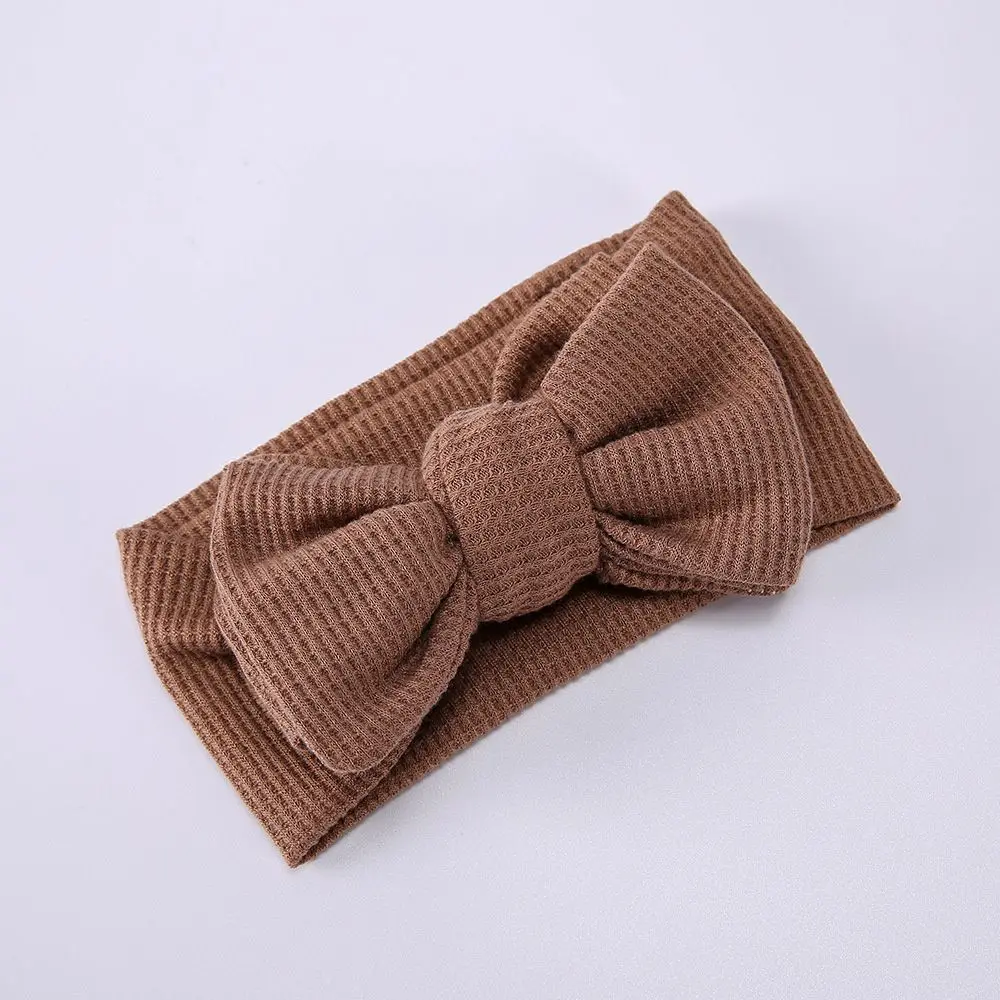 

Soft Elastic Baby Headwrap Waffle Fabric Girl Headwear Baby Headband Bowknot Turban Big Bow Hairband