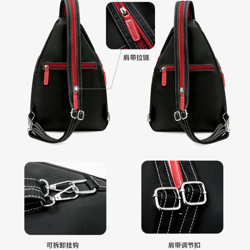 Women Backpack Outdoor Casual Waterproof Solid Nylon Shoulder Bag Fashion Simple Versatile Crossbody Bag Student School Bags view 3