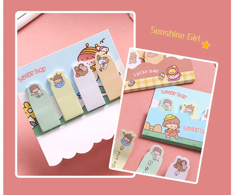 Cartoon Today's Lucky  Notes Cute ins Girl's Heart Index Sticker Student Message Sticker Sticker N times