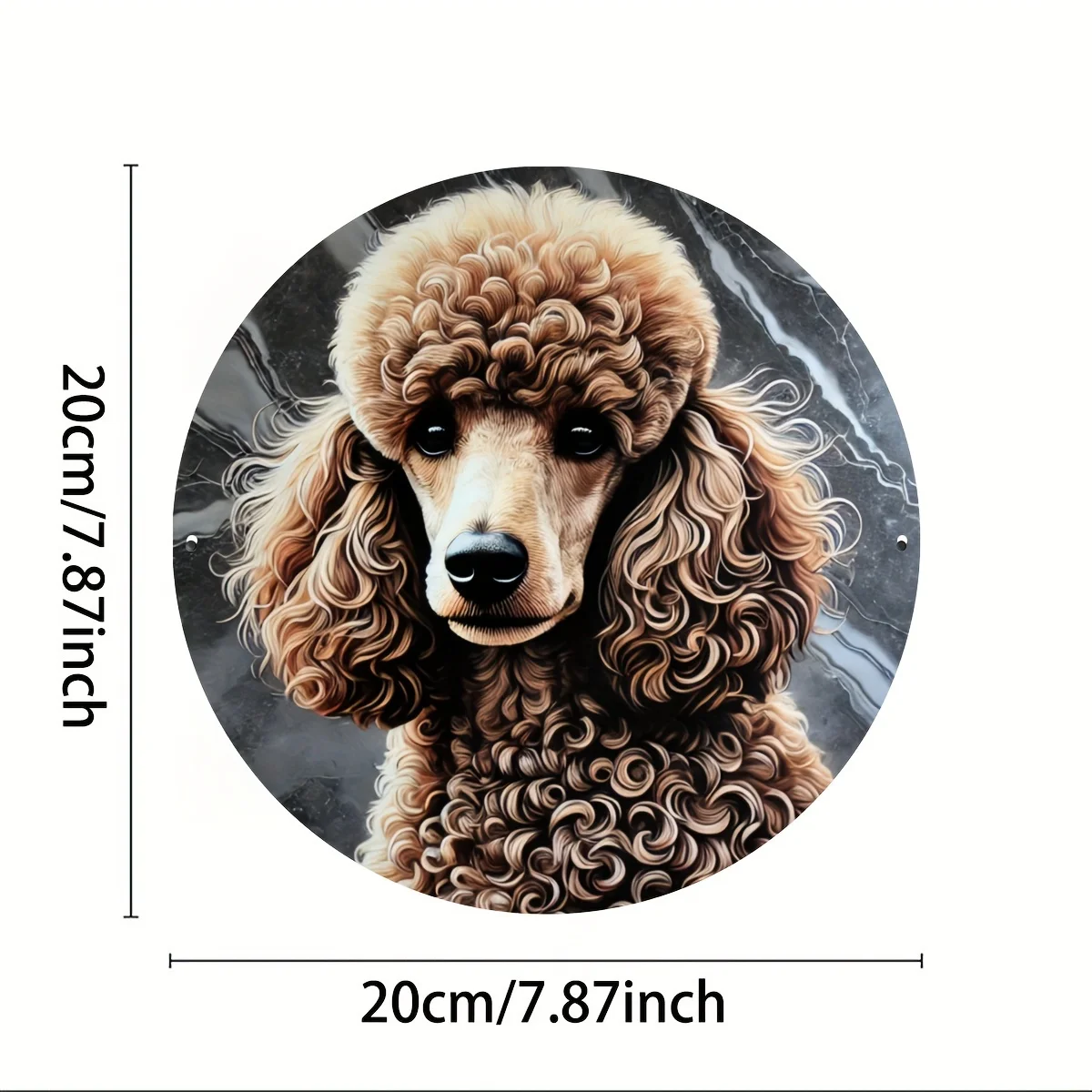 Chic Poodle Design 20.32x20.32cm Round Metal Wall Art - Iron Hanging Sign for Home, Kitchen, Cafe, Garden, Bar Decor, Perfect fo
