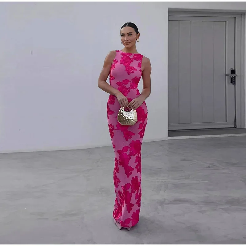 2025 outono novo feminino bordado sem mangas temperamento reto elegante e elegante vestido de férias