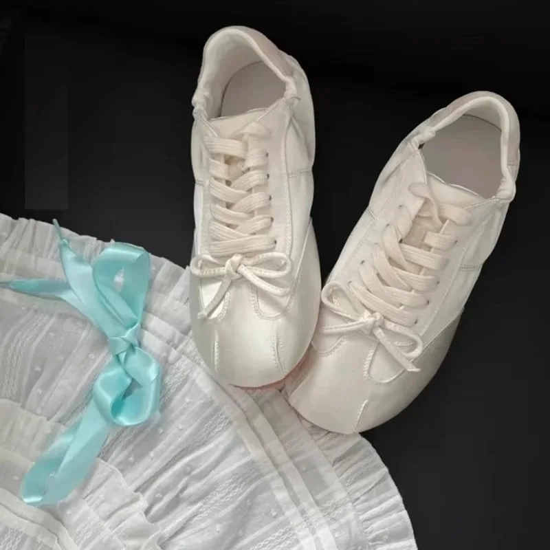 New Ballet Dance Bow Ballet Flat Shoes Bowknot Flat Bottom Dance Shoes Soft Flats Little White Shoes Sneakers Casual Shoe