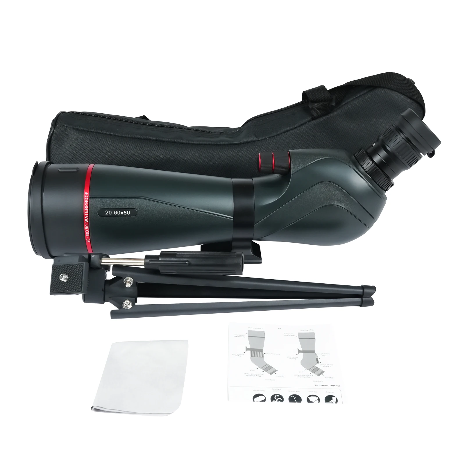 SVBONY SV406 Luneta telescópica con zoom de 20-60 x 80 mm, revestimiento FMC, resistente al agua y a prueba de niebla para actividades al aire libre de observación natural