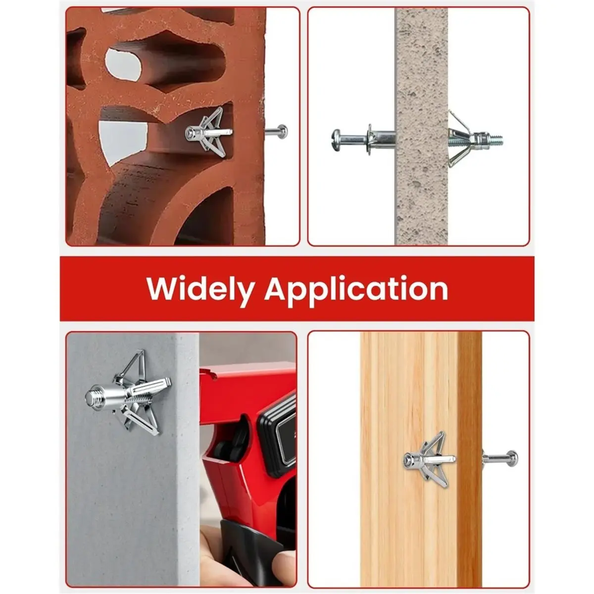 Bolts for Drywall Plaster Walls, 34 PCS, 3 Sizes, with Setting Tool, Perfect for , Curtain Rods, Mirrors, Towel Racks