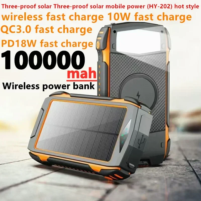 Imagem -05 - Nova Versão Atualizada do Solar Wireless Power Bank Carregamento Rápido Fonte de Alimentação Móvel 104000mah 100000mah