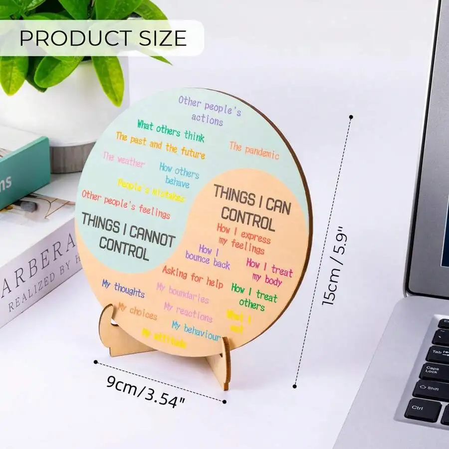 Feelings Wheel Therapy,Office Desk Decor,Double Sided Mental Health Office Emotions Chart With Stand, Therapist Gifts For Home