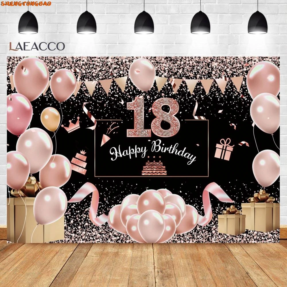 Vinyl Balloon Backdrops For Photography Happy 50 40 30 60th Birthday Party Shiny Diamond Golden Dots Ribbon Photo Backdrops