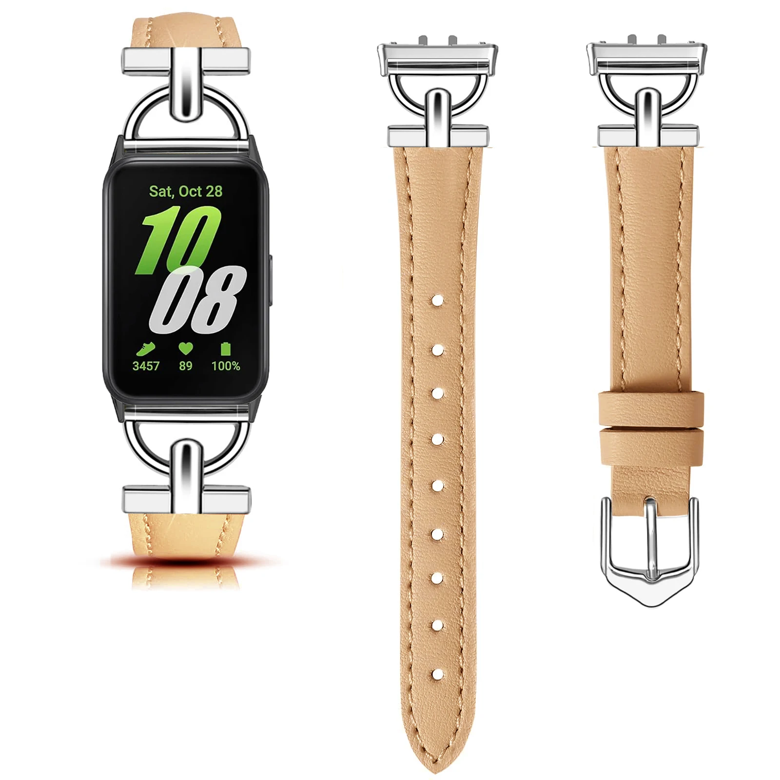 

Для Samsung Galaxy Fit 3, металлический + кожаный ремешок для Samsung fit 3, аксессуары для умных часов, браслет для Galaxy Fit 3, браслет, ремень