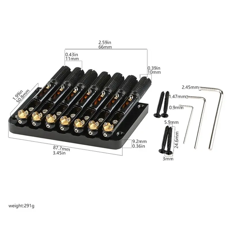 A99I-Headless Guitar Bridge Oblique 7 Strings Headless Guitar Metal Saddle Bridge Electric Guitar Bridge Parts