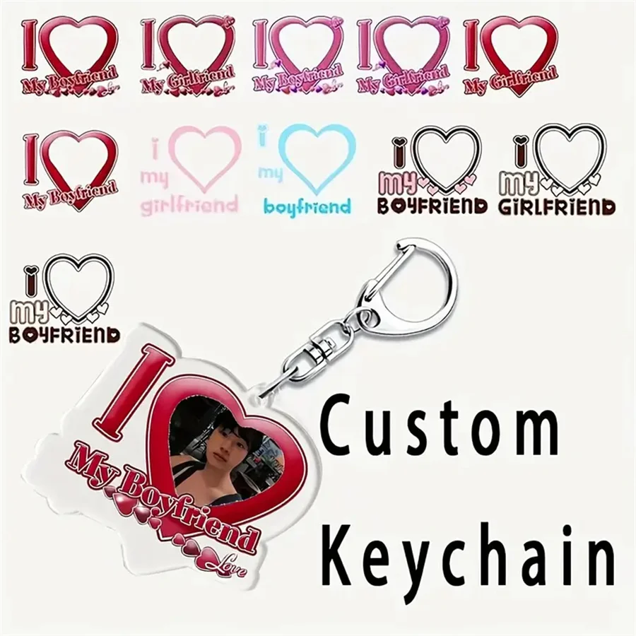 Custom I Love My Boyfriend Girlfriend Heart Shaped Key Chain Ladies Accessories Key Chain Ring Key Chain Jewelry Couple Gift