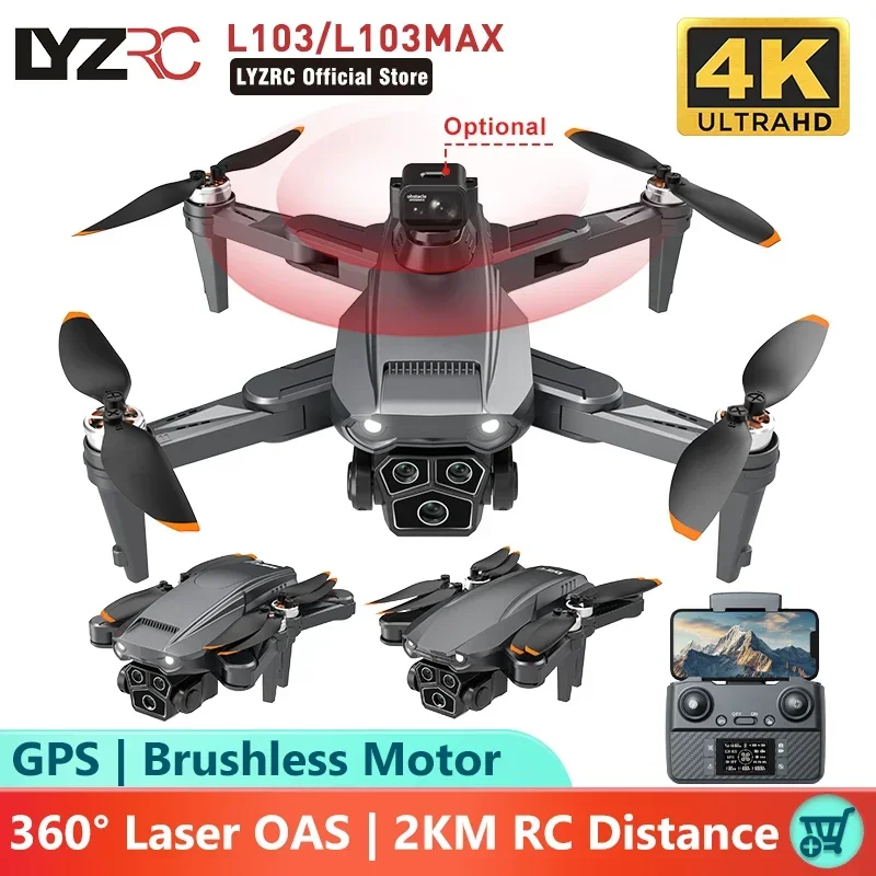 

LYZRC L103 MAX GPS Brushless Motor Drone Professional HD Dual Camera 360° Laser OAS 5G Wifi FPV Foldable RC Aerial Helicopter