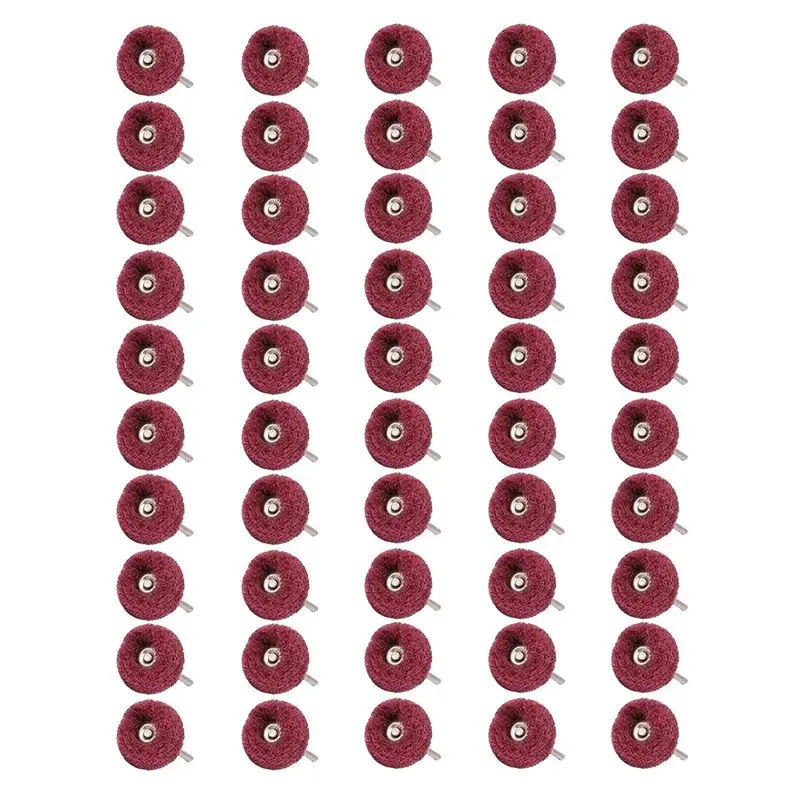 ABJS 50 Pc 1 Inch Abrasive Wheel Polishing Buffing Wheel Drills,240 Grits 1/8Inch Shank Scouring Pad Abrasive Buffing Wheels
