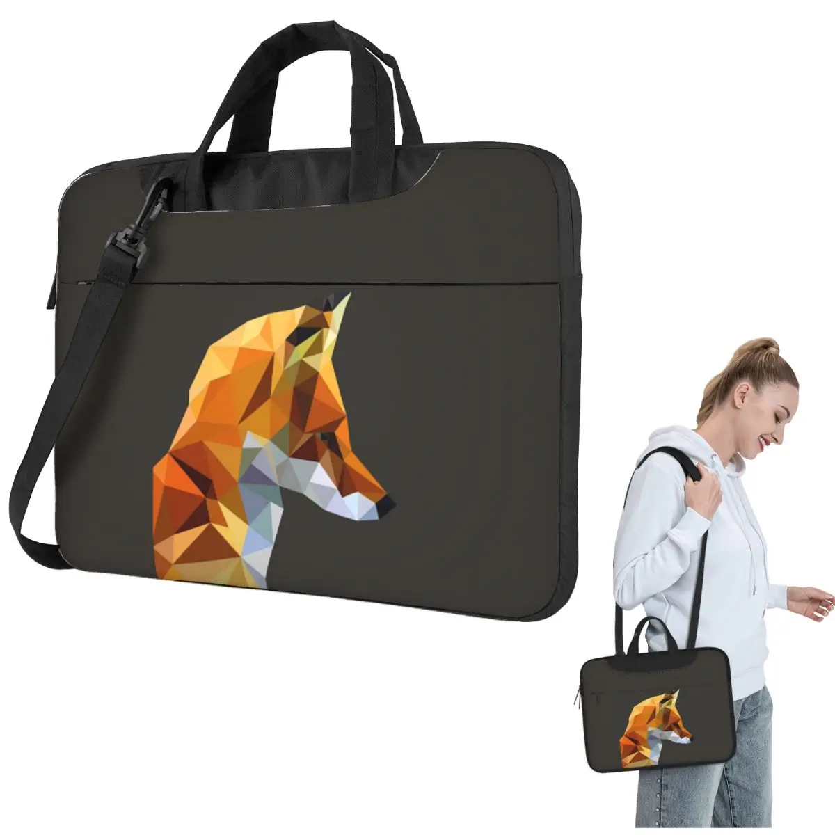 

LP Fox Crossbody Laptop Bag Case Computer Bag 13 14 15.6 Inch Notebook Pouch for Macbook Pro
