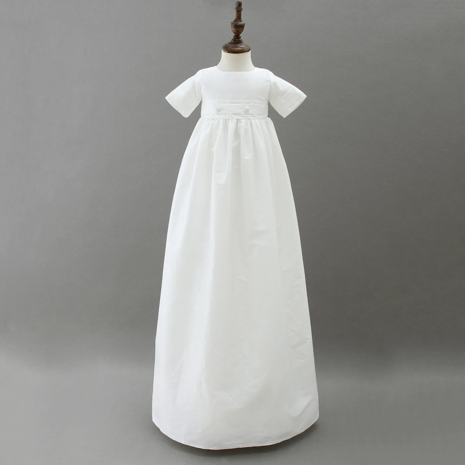 Solid Girl&Boy long Dresses Christening Baby Baptism Clothes with Hat 0-2 Years