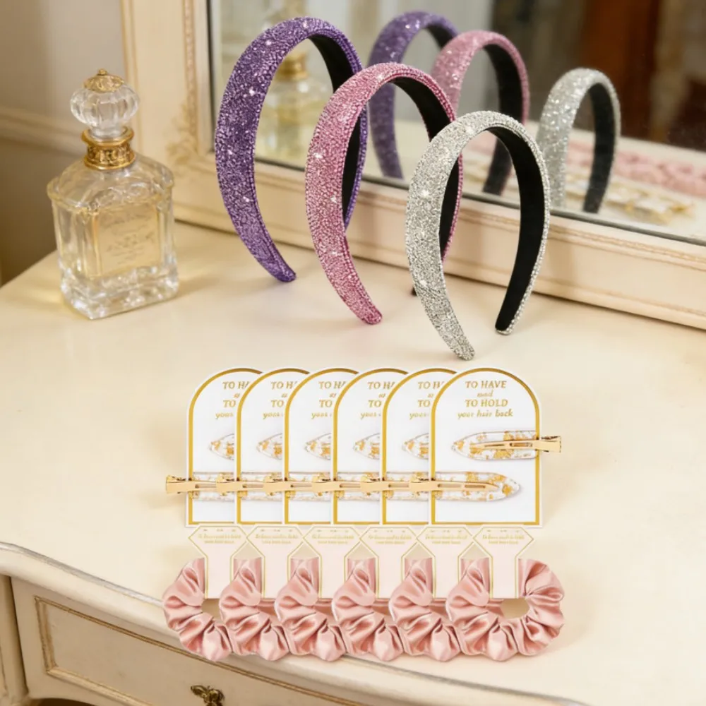 

Набор из 15 предметов: заколки для волос, резинки для волос и блестящая повязка на голову для предложения подружкам невесте, свадебные сувениры, женские аксессуары для волос