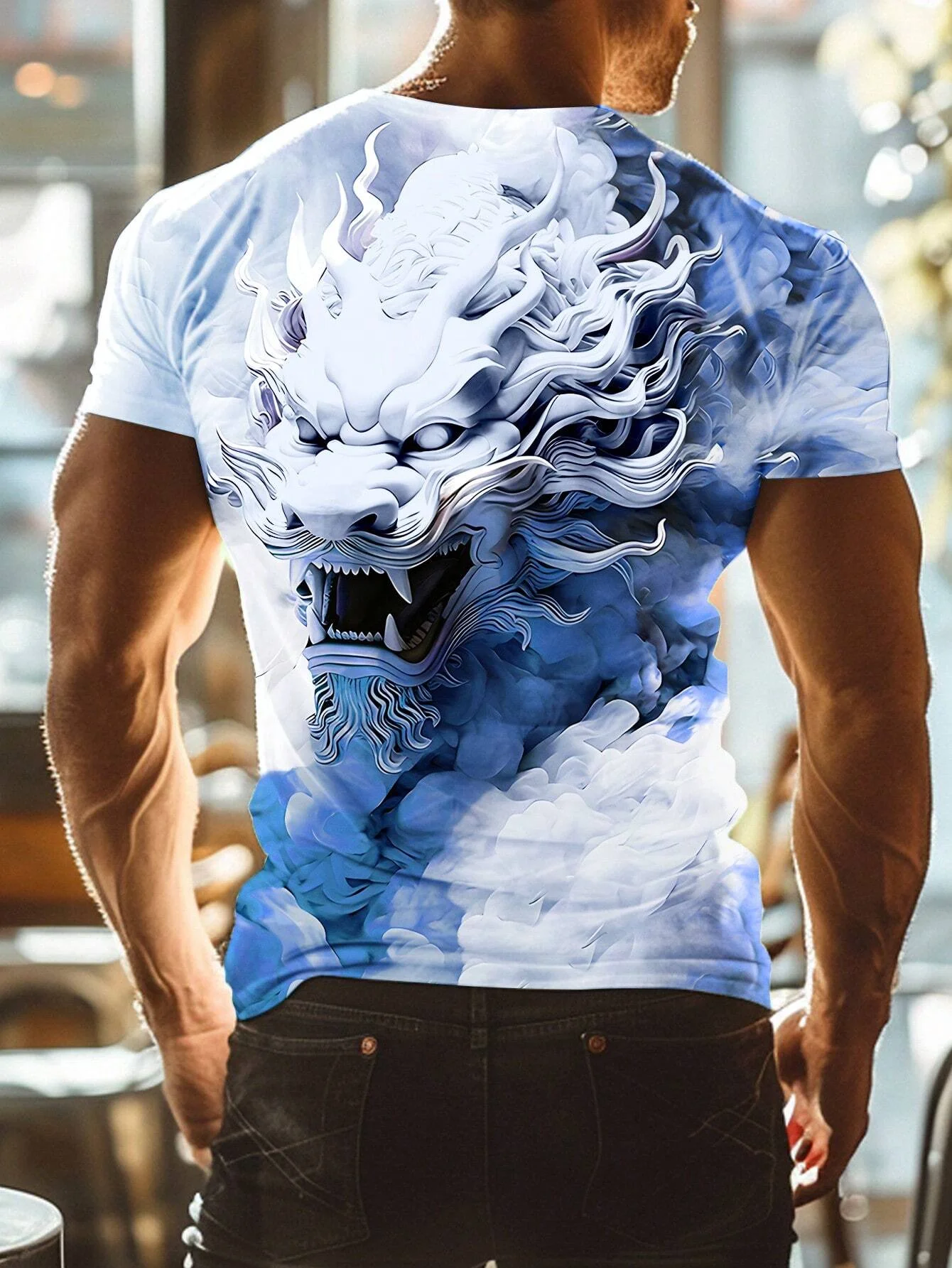 Men\'s T-Shirts Summer Dragon Pattern 3D Print Tops Tees Summer Women Streetwear Fashion Oversized T Shirt Men Clothing