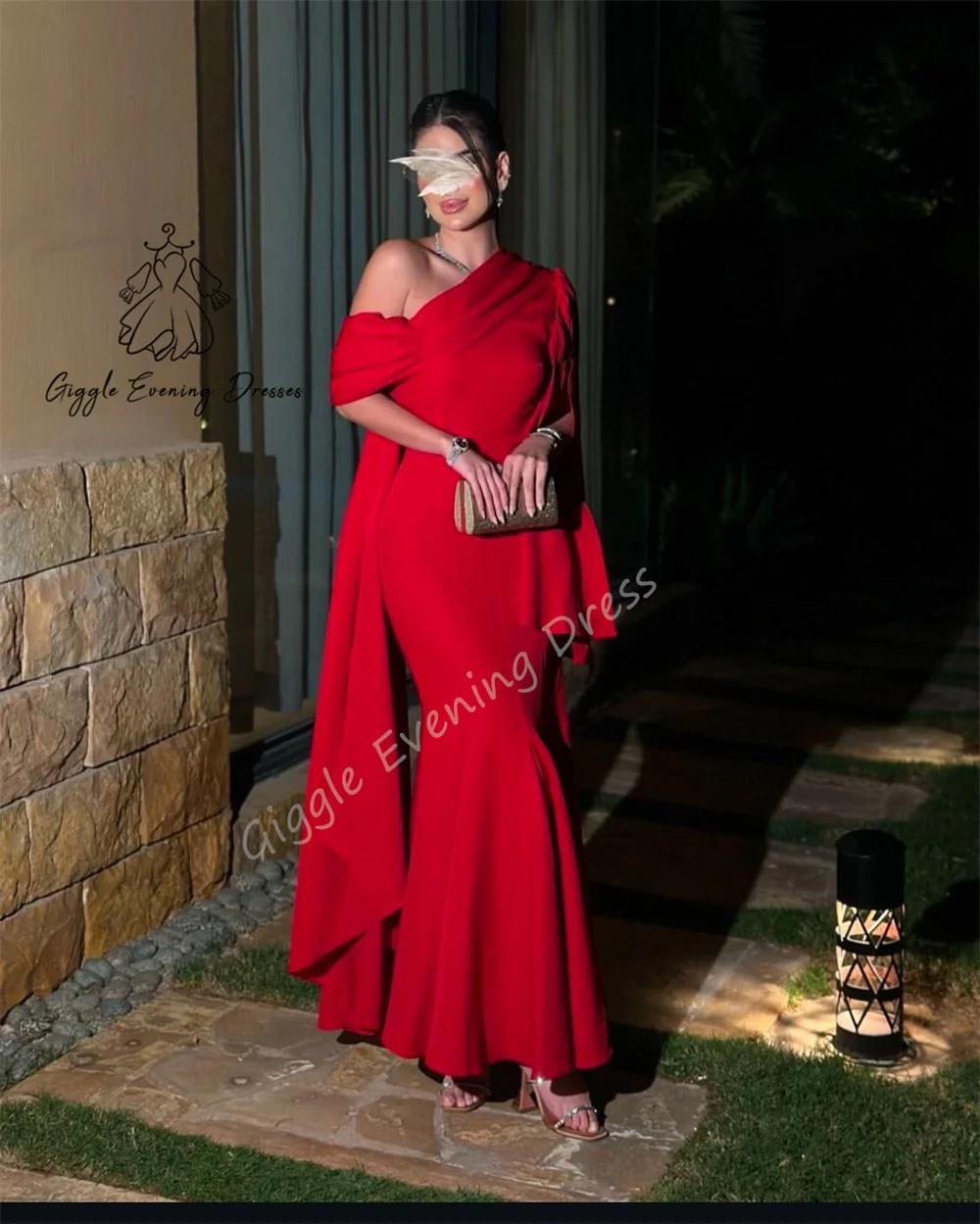 Giggle personalizzato con spalle scoperte sirena a strati increspato elegante senza maniche formale abito da gala da sera saudita per le donne 2025