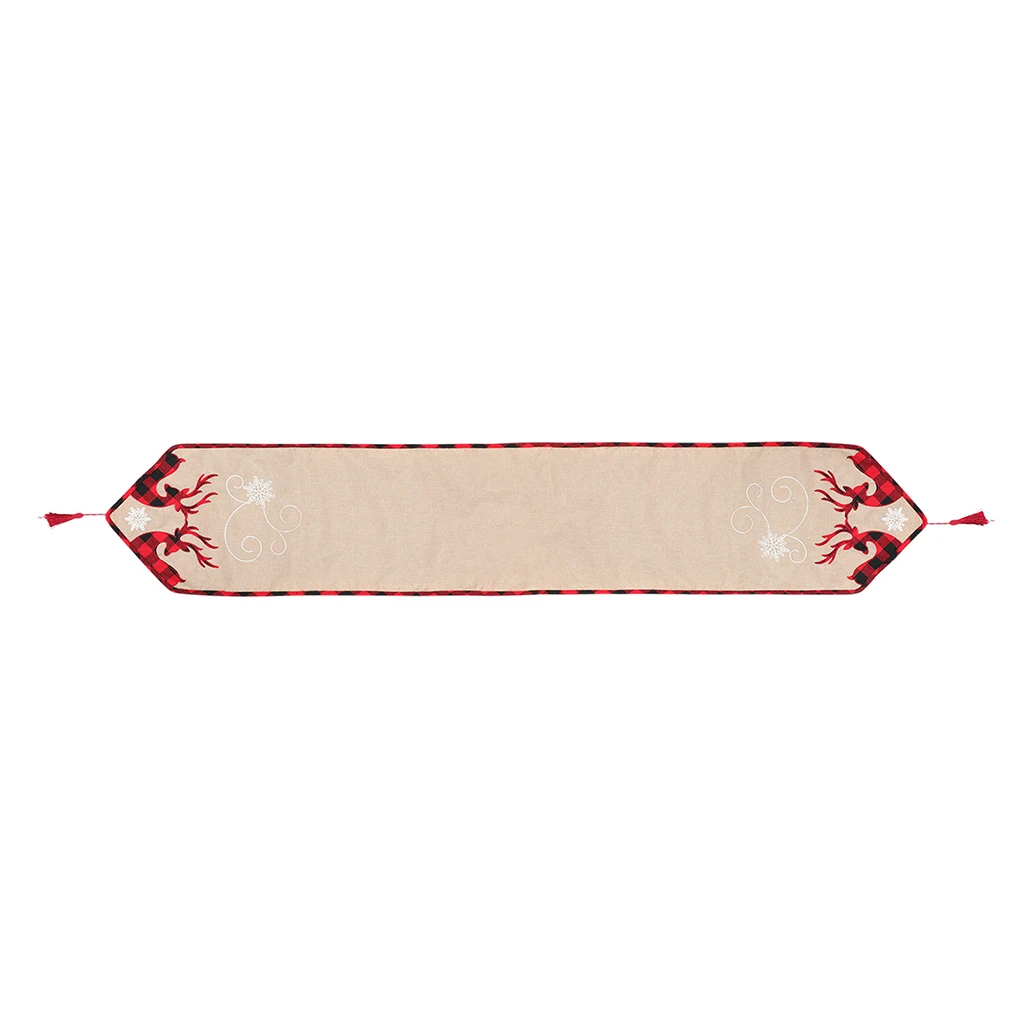 Xmas Table Runner Embroidered Washable Centerpiece Cloth Flag Tablecloth Family Restaurant Coffee Textile Decorations