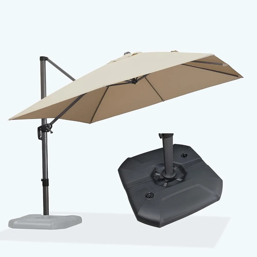 

10 Feet Patio Umbrella With Base Outdoor Cantilever Square Umbrella Aluminum Offset Umbrella With 360-degree Rotatio