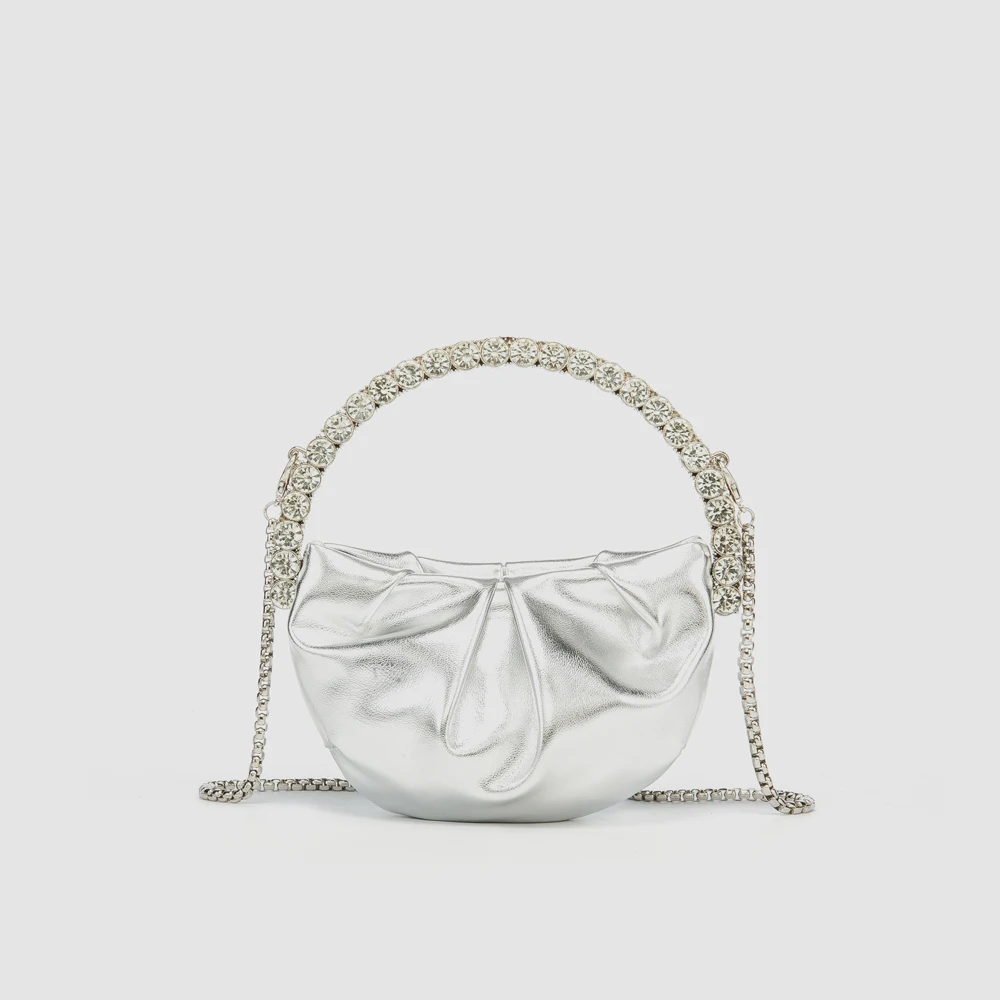 Borse e borsetta in cristallo lucido borsa a tracolla in pelle con pochette di strass di design di lusso per borsa a tracolla in pelle da donna