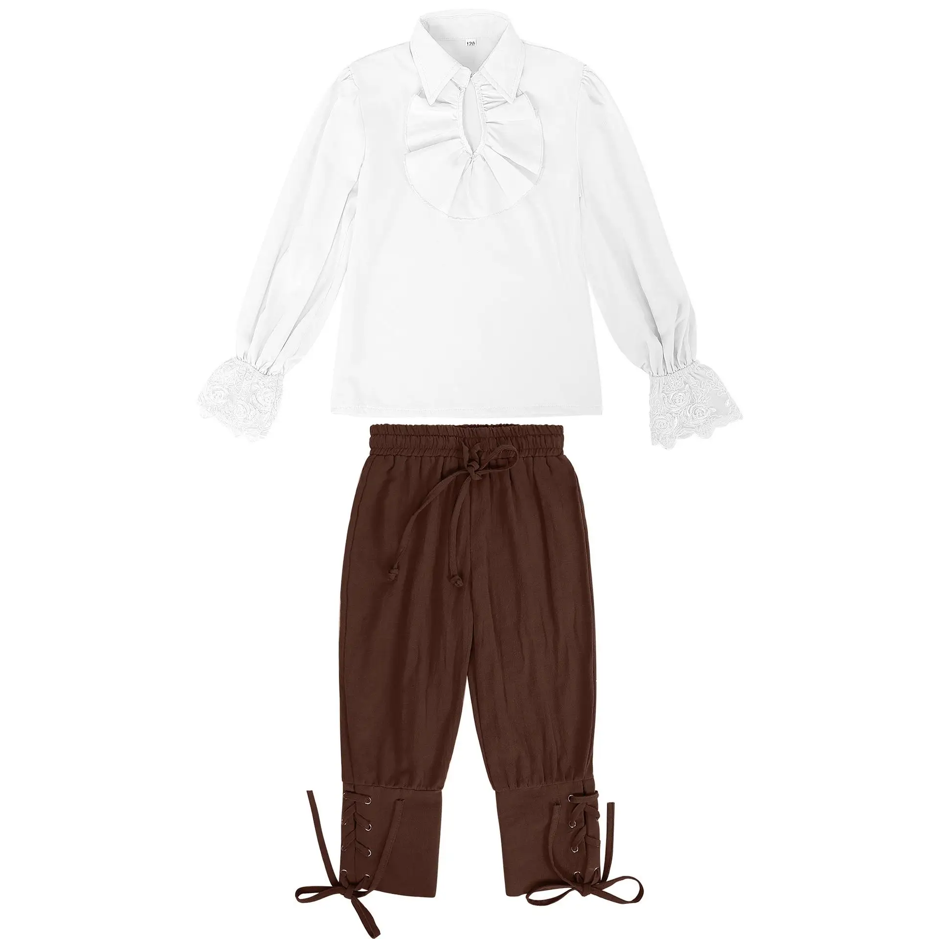 Middeleeuwse piratenset irt negendelige broek Kinderrenaissance loween i Jacobite-kostuum Formele avond voor dames...