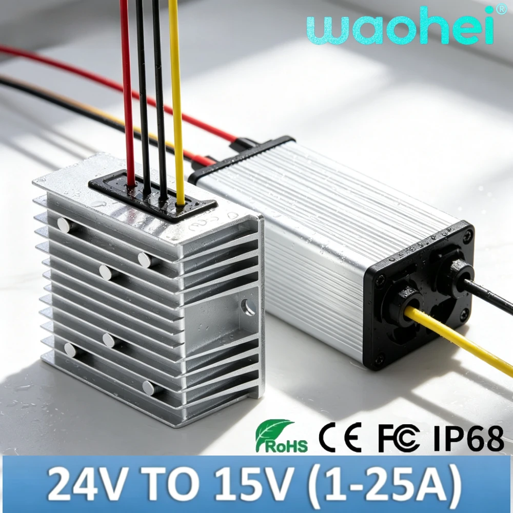24v to 15V 1A to 25A DC DC Step Down Buck Voltage Reducer Converter 15V Voltage Regulator Reducer Module Power Supply ROHS CE
