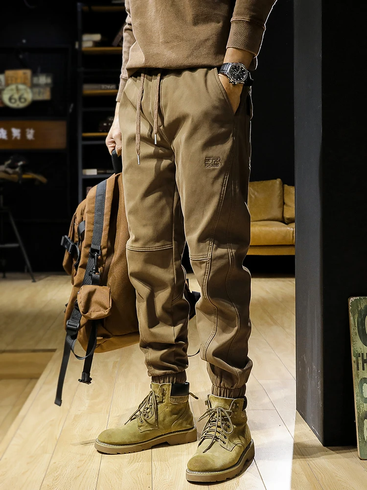 

American Retro Workwear Pants Men's Loose Fit Fce Lined Casual Trousers Autumn New Sle Trendy Brand Big Size Cuffed