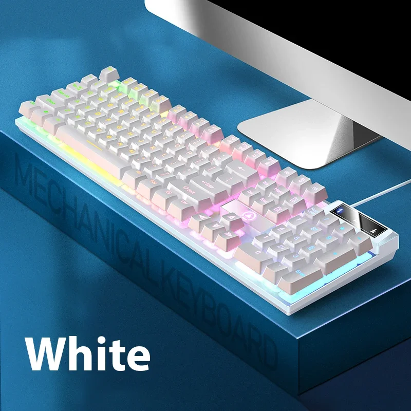 

Wired Keyboard Office Gaming Keyboard For Windows And Computer Laptop 104 Keys Mechanical Sensation Membrane Keyboards