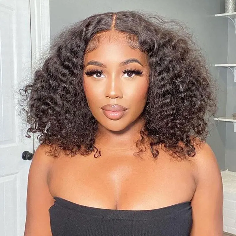 

Glueless Preplucked Human Wig Wear and Go Human Hair Water Wave 4X4 Completely Without Glue Lace Wig 3D Dome Cap Glueless Wig