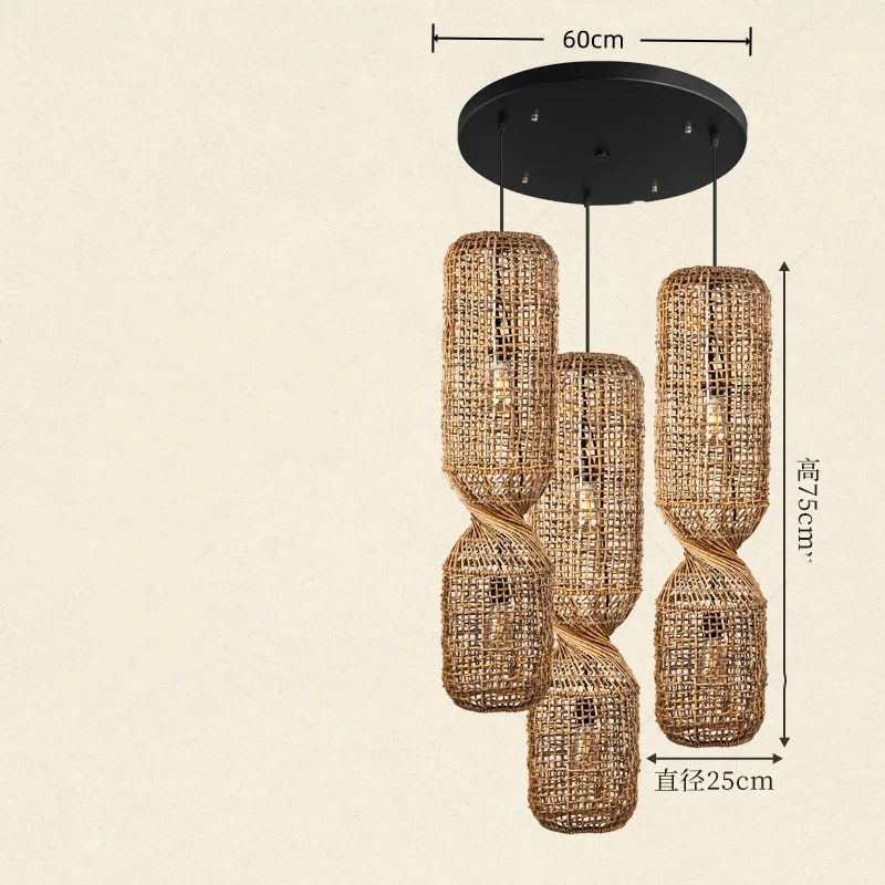 Japanse Wabi Sabi Retro Rotan Hanglamp Zen Tea Room Homestay Hotel Restaurant Bar Kroonluchter Home Decor Verlichting
