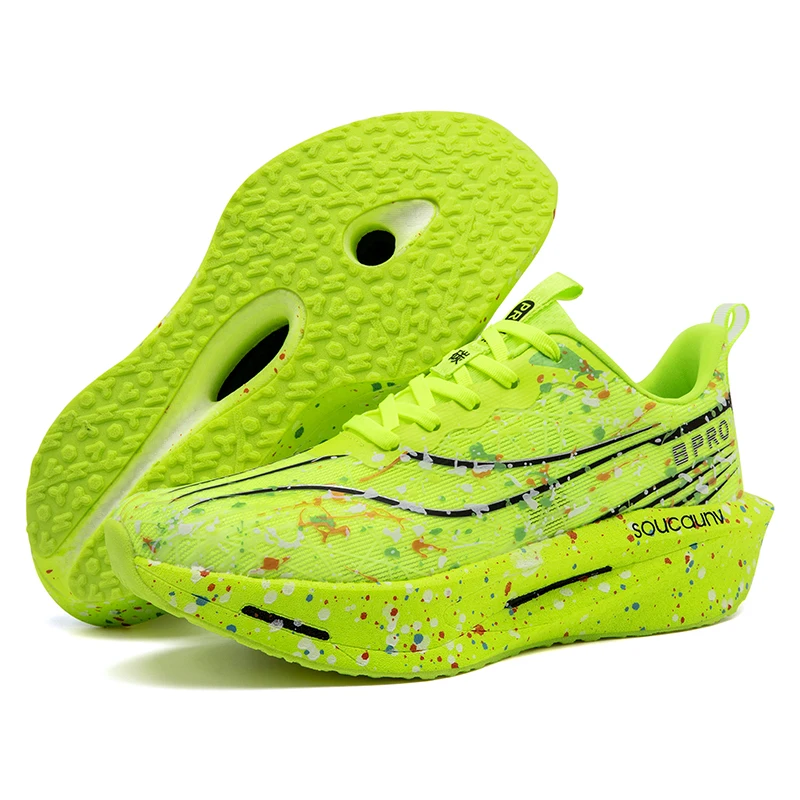 Men Women Popcorn Sole Luminous Running Sneakers, Breathable Mesh Athletic Shoes, Non-slip Cushioned Sports Footwear