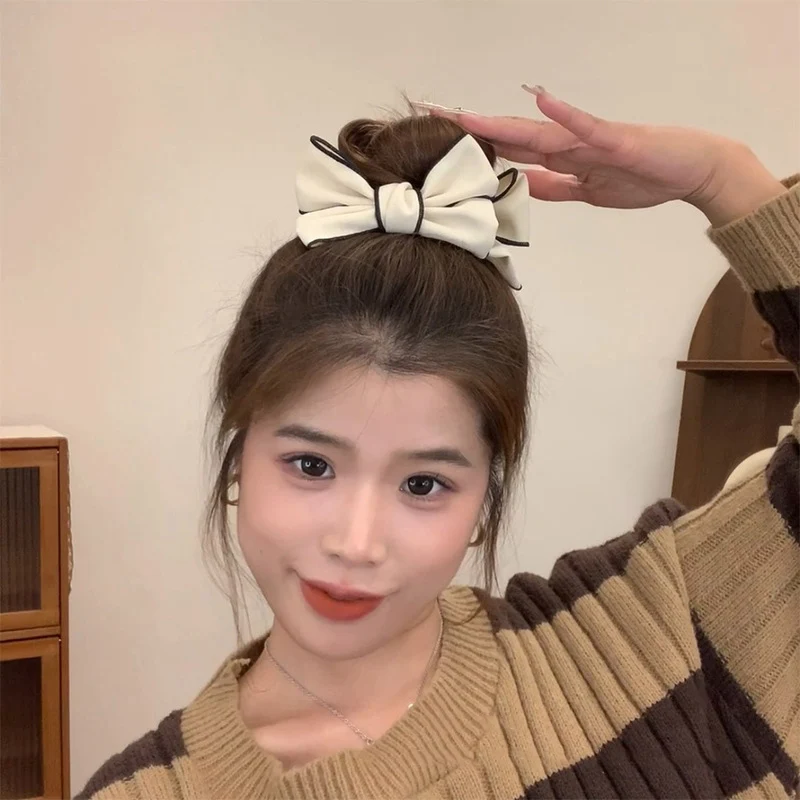1pc Korean double-sided bow, high-end feeling, bun head, large hair clip, new cute hair clip headband accessory