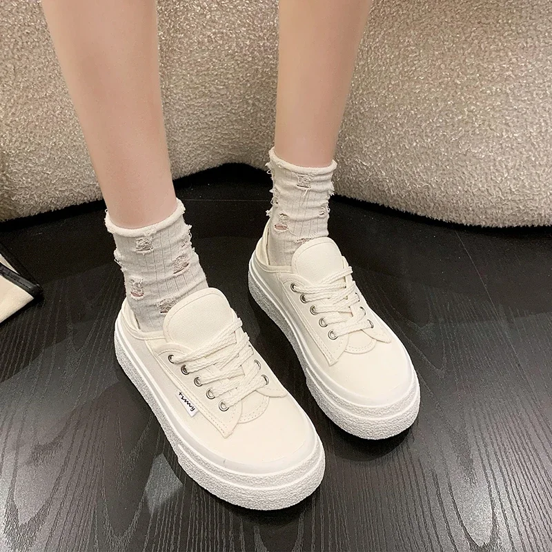 Thick soled small white shoes, women's trend, 2024 spring/summer/autumn breathable niche versatile board shoes