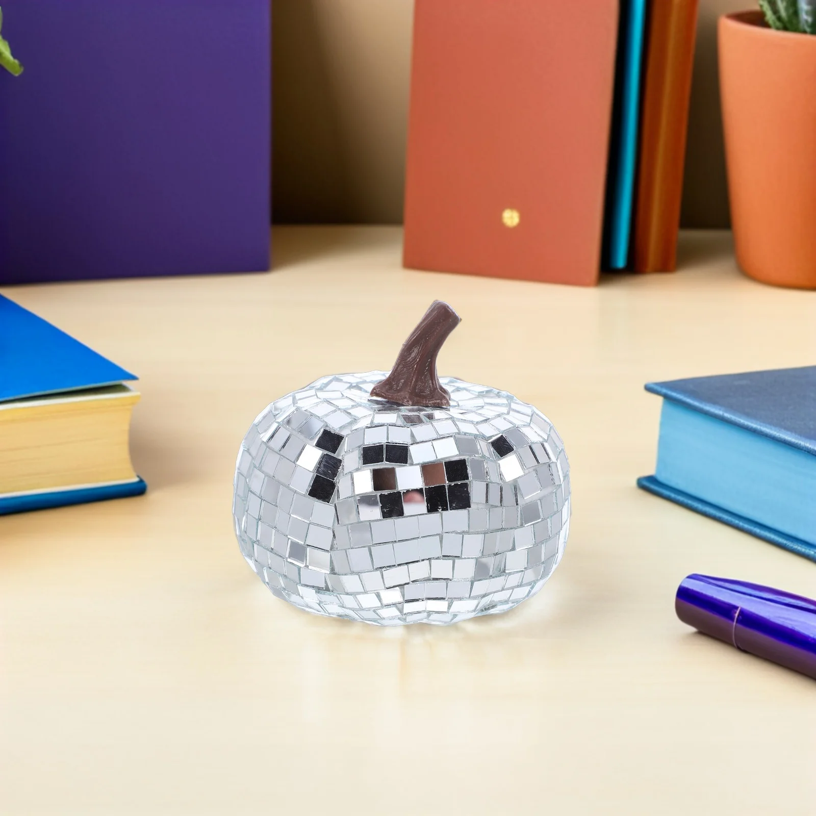 3Pcs Reflective Glass Disco Pumpkins Mirror Finish Elegance Festive Table Centerpiece Glitter Fall Home Decor Disco Pumpkins